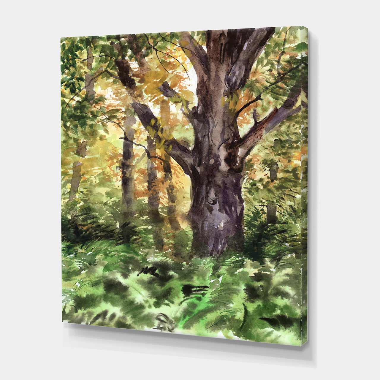 Designart - Large Tree In Autumn Forest - Lake House Canvas Wall Art Print